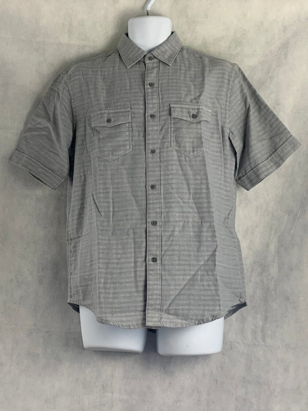 Tasso Elba Island Men's Short Sleeve Casual Button-Down Shirt, Gray, Small